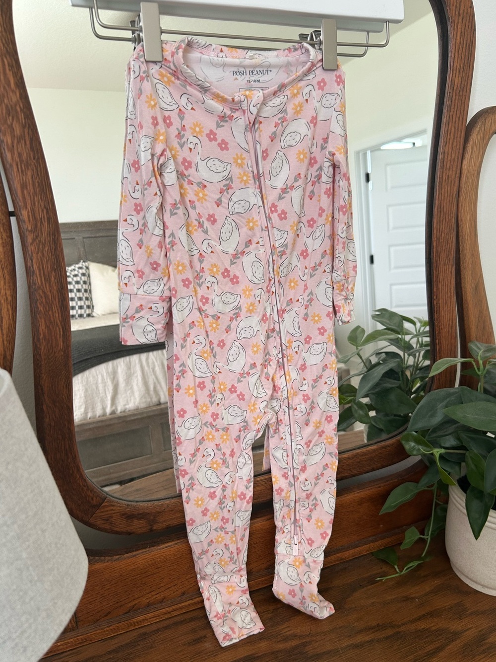 Posh Peanut Swan + Floral Print Convertible Pajamas